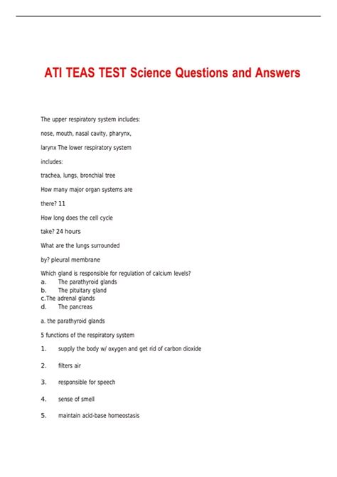 ATI TEAS TEST Science Questions and Answers - ATI Teas - Stuvia US