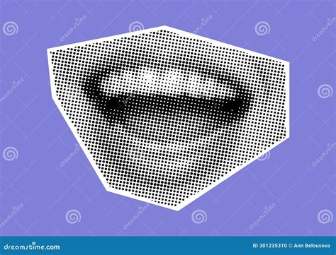 Clip Art Set Mouth And Lips, Smile, Tongue, Dots Punk Y2k Black And ...
