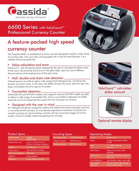 Cassida 6600 Professional Grade Currency Counter with Counterfeit ...
