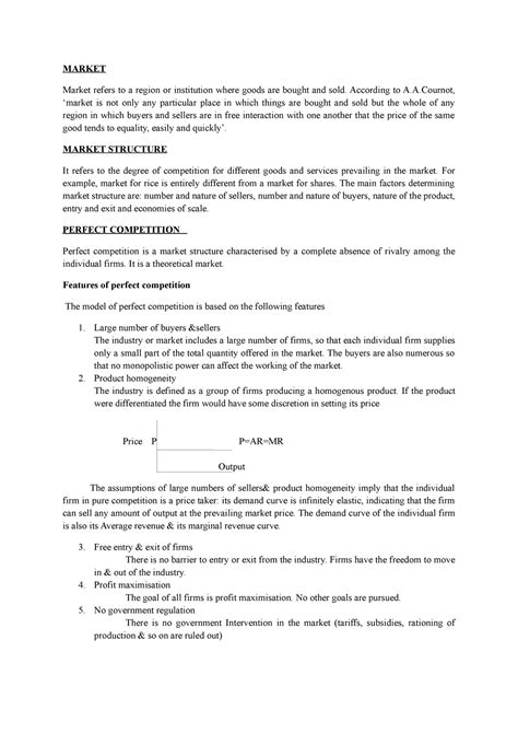 Perfect competition 1 - 1st semester economics - MARKET Market refers ...