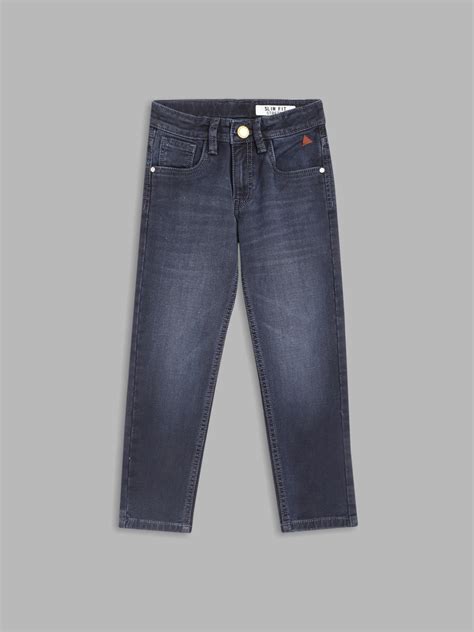 Shop Blue Giraffe Boys Indigo Solid Regular Fit Jeans Online – Iconic India