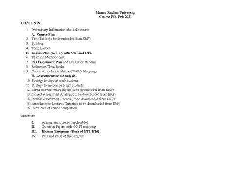 Criminology Course file - Course File, Feb 2021 CONTENTS Preliminary ...