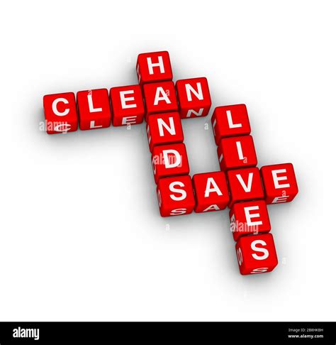 Clean hands save lives 3D crossword puzzle on white background Stock Photo - Alamy
