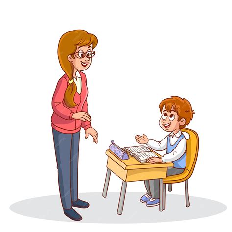 Premium Vector | Teacher and student studying in classroom vector ...