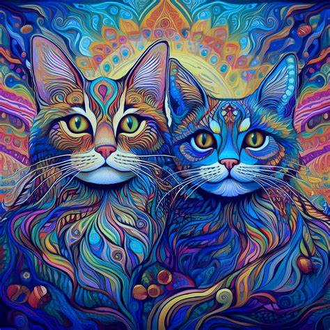 Retro Patterned Filled Cat Art Free Stock Photo - Public Domain Pictures