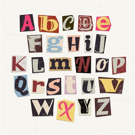 Paper style ransom note letter collection | Free Vector | Scrapbook ...