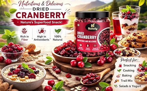 Nutoly Dried Cranberries, Naturally Sweetened Premium Californian ...