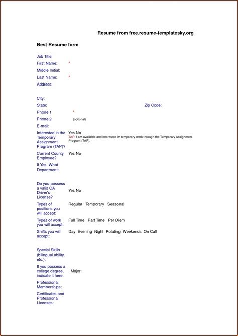 Image result for Sample Resume Form