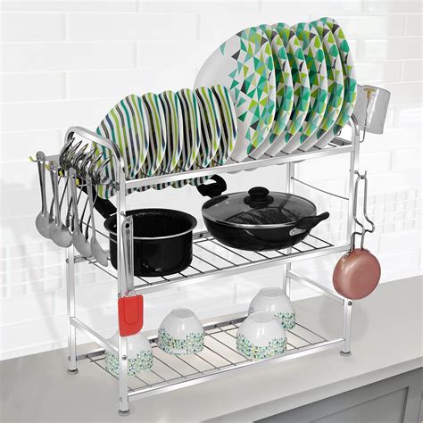 WINSTAR Stainless Steel 2 Shelf Wall Mount Kitchen Utensils Rack | Dish ...