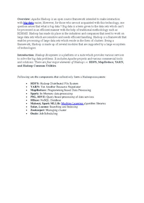 Unit 4 Big Data - Overview: Apache Hadoop is an open source framework ...