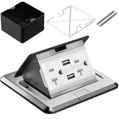 Buy Pop Up Floor Box, Waterproof Floor Outlet Cover Plate Kit 20A USB ...