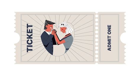 Horizontale toegangskaart voor het evenement met een verliefd stel in ...