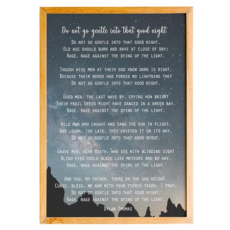 Dylan Thomas Poem Print, Do Not Go Gentle Into That Good Night Poetry ...