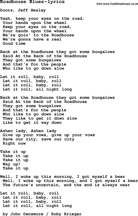 Blues Guitar lesson for Roadhouse Blues-lyrics, with Chords, Tabs, and ...