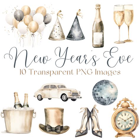 New Years Eve Clipart, Party Clipart, NYE Clipart, New Year PNG ...