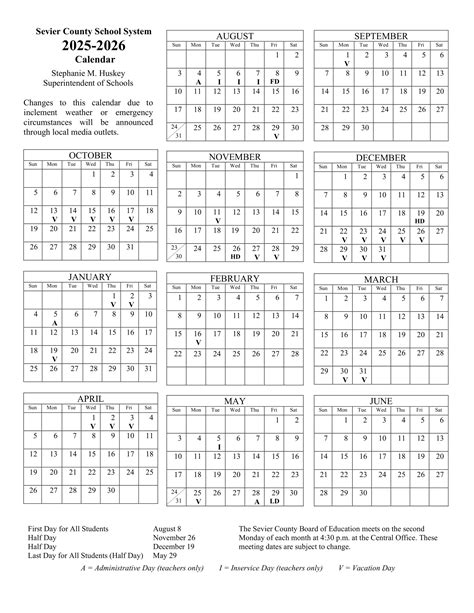 Sevier County School System Calendar 25-26 Revised [PDF] - EduCounty