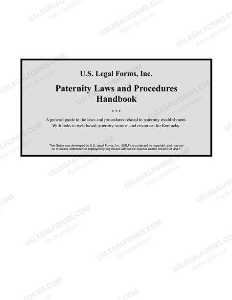 Kentucky Paternity Law and Procedure Handbook | US Legal Forms
