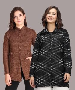 Christy World Self Design Collared Neck Casual Women Multicolor Sweater ...