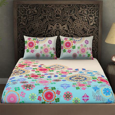 Buy SPACES Rangana Padmapriya Blue Festive Printed Cotton Large ...