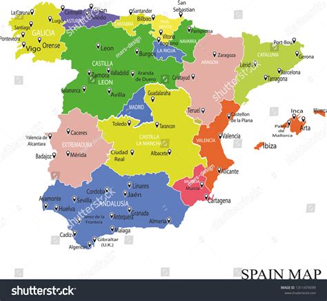Spain Map Drawing Map Spain Regions: vector de stock (libre de regalías ...