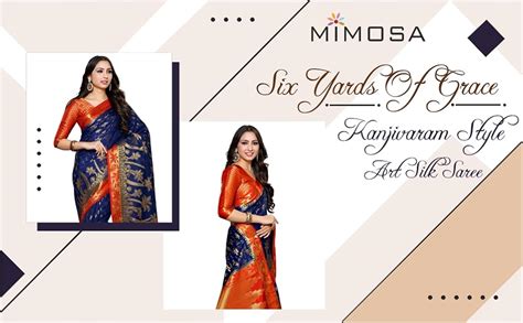 MIMOSA Women's Kanchipuram Silk Saree With Unstitched Blouse Piece ...