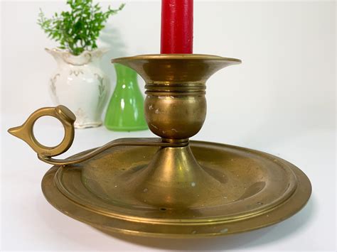 Vintage Single Brass Candlestick Holder w/ Pineapple Handle - Retro ...