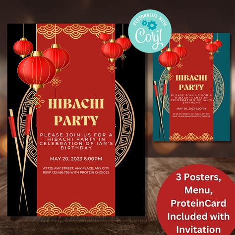 Hibachi Invitation Hibachi Birthday Japanese Restaurant - Etsy