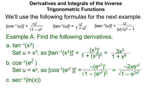 12 derivatives and integrals of inverse trigonometric functions x | PPTX