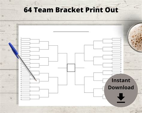 64 Team Tournament Bracket Print Out - Tournament Bracket Printable ...