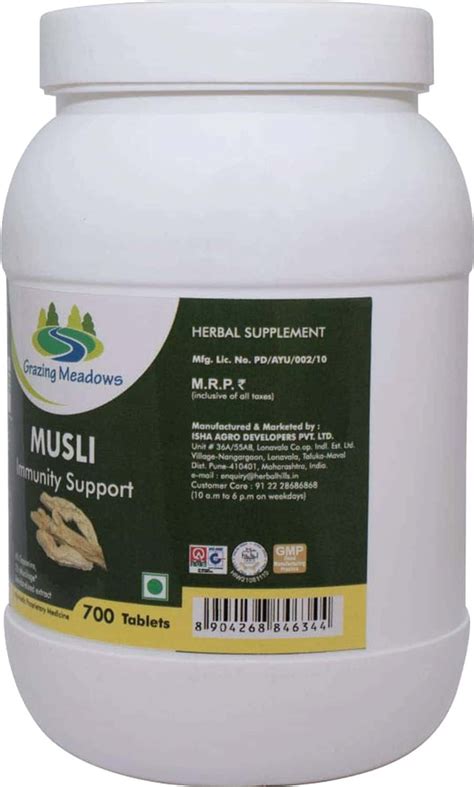 Buy GRAZING MEADOWS MUSLI TABLETS SAFED MUSLI 700 TABLETS/MUSALI POWDER ...