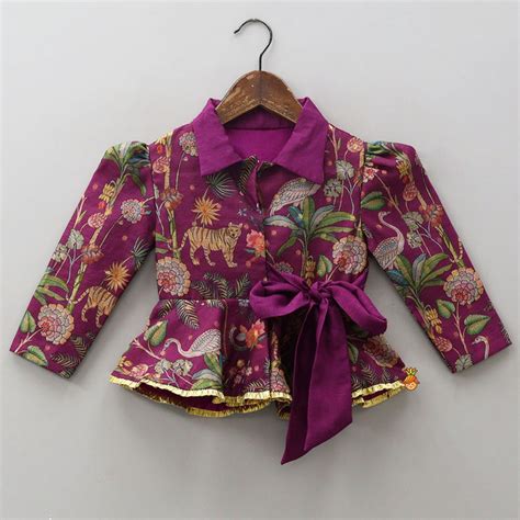 Pre Order: Jacket Style Peplum Top And Flared Palazzo