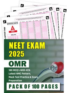 OMR Sheets For Practise NEET Exam 2025, 180 MCQ's With NTA Latest NMC ...