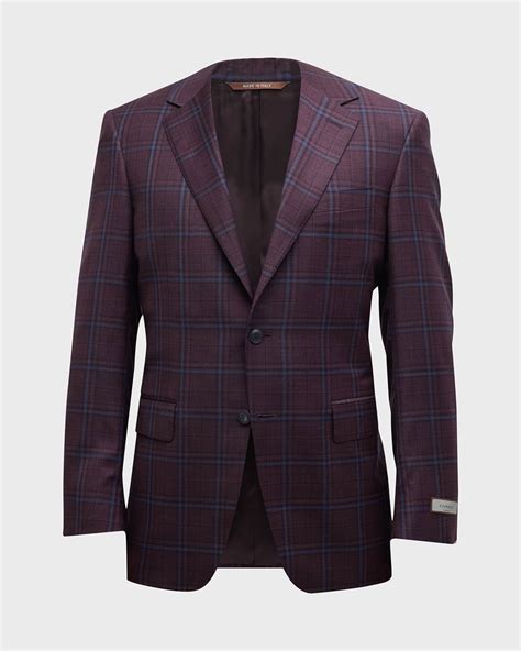 Canali Men's Windowpane Wool Sport Coat | Neiman Marcus