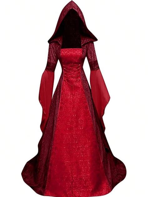 Women Deluxe Witch Dress Costume, Vintage Embroidered Renaissance ...