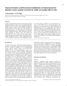 Characterization and hormonal modulation of immunoreactive thiamin ...