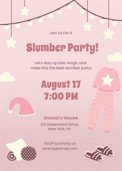 Invitations For Sleepover Party Templates | Fanny Printable