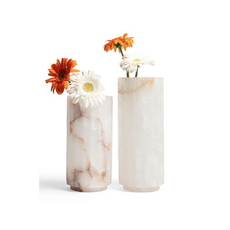 Stone Plus India Alabaster Fluted Vase 105125 – Opulent Homes