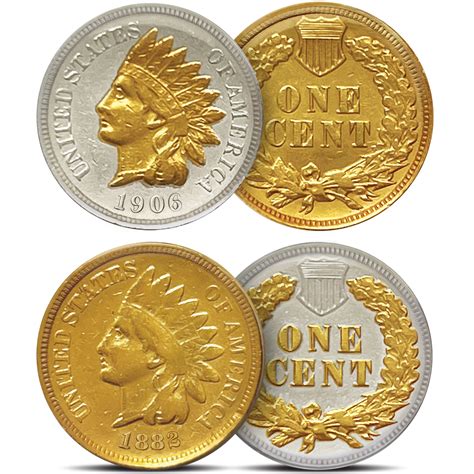 Gold and Silver-Highlighted Indian Head Pennies