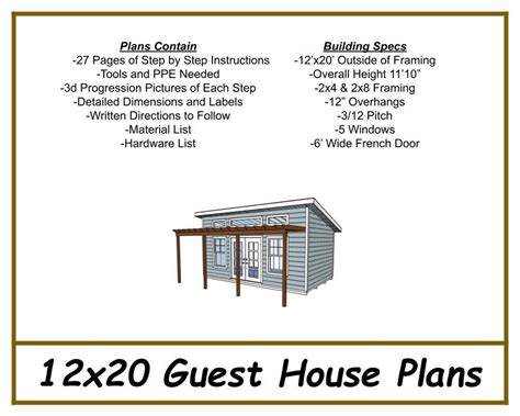 Tiny House Plans 12x20 - She Shed - Man Cave Plans - PDF Download - Etsy