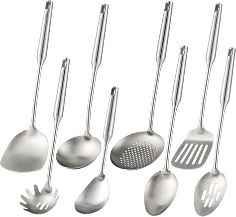 Amazon.com: 304 Stainless Steel Kitchen Utensils Set with Wood Handle ...