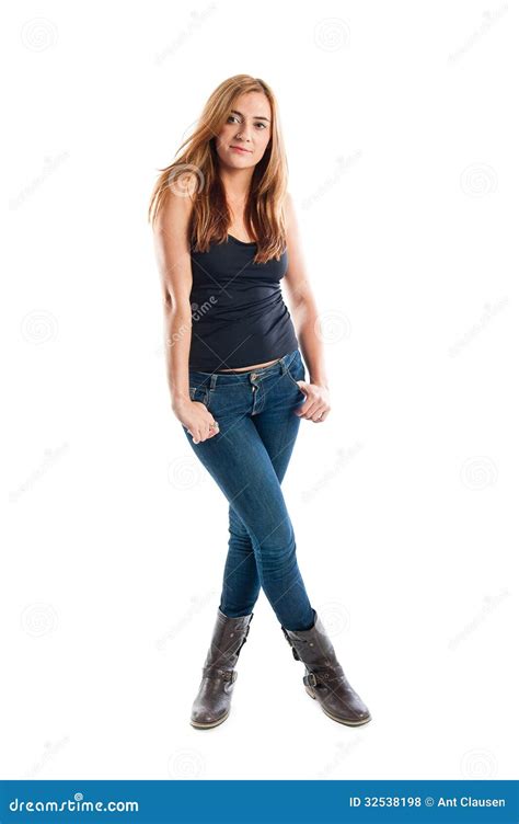 Full Body Portrait of a Happy Smiling Young Woman Stock Photo - Image ...