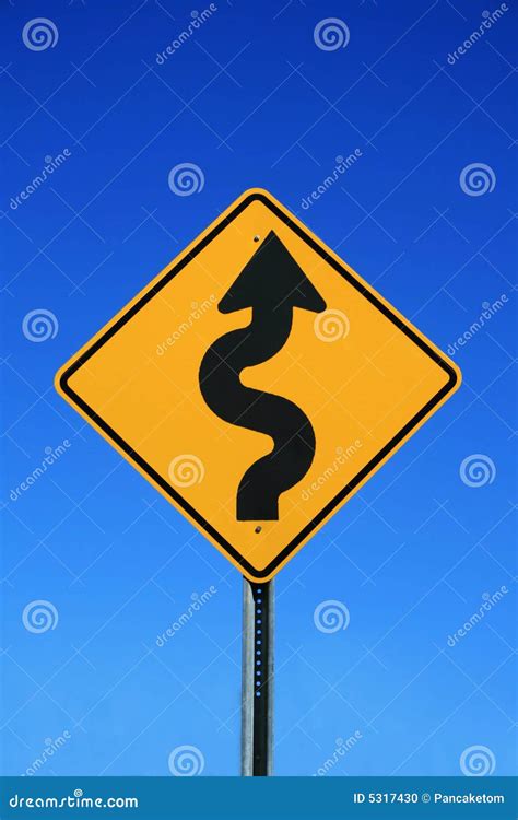 Winding road sign stock photo. Image of metal, isolated - 5317430