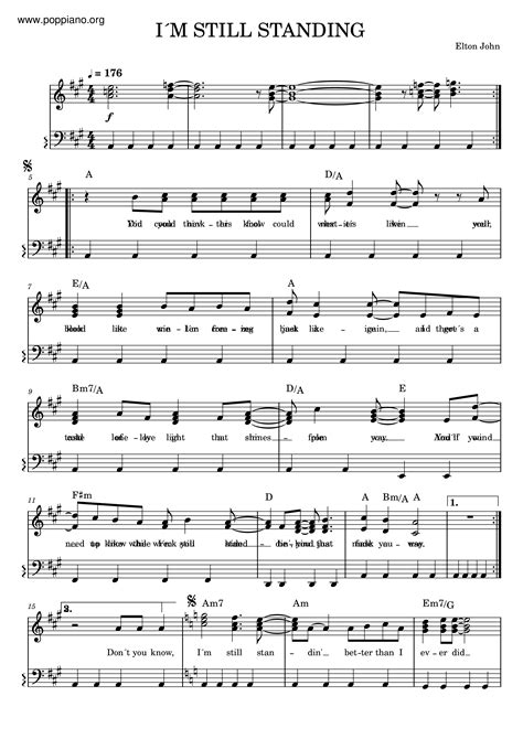 Elton John-I'm Still Standing Sheet Music pdf, - Free Score Download ★