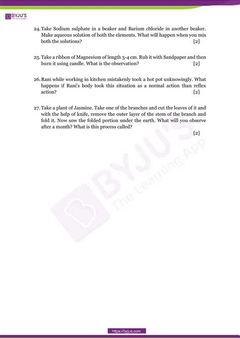 Image result for Final Answer Key for CBSE Class 10th Science Sample Paper Term1