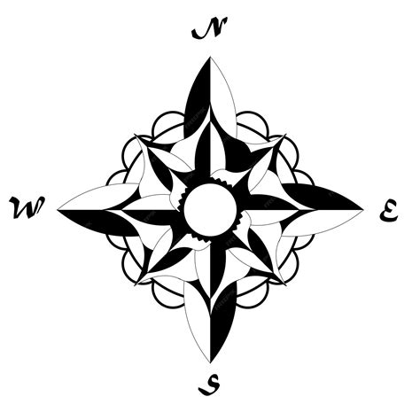 Premium Vector | Flower compass rose