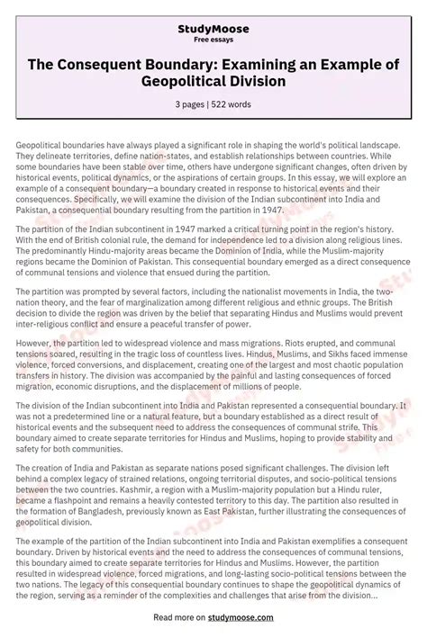 The Consequent Boundary: Examining an Example of Geopolitical Division ...