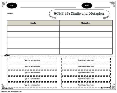 Metaphor And Simile Worksheet