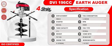 DVI 196CC Heavy Duty Earth Auger Machine with 4 Stroke Petrol Engine ...