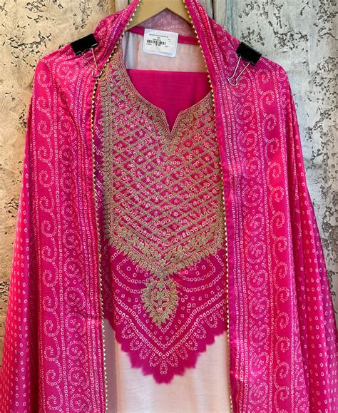 Pure GAJJI silk Unstitched full size Suit with very gorgeous Dori work ...