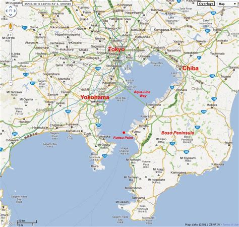 Tokyo bay map - Map of Tokyo bay (Kantō - Japan) - map of japan near tokyo